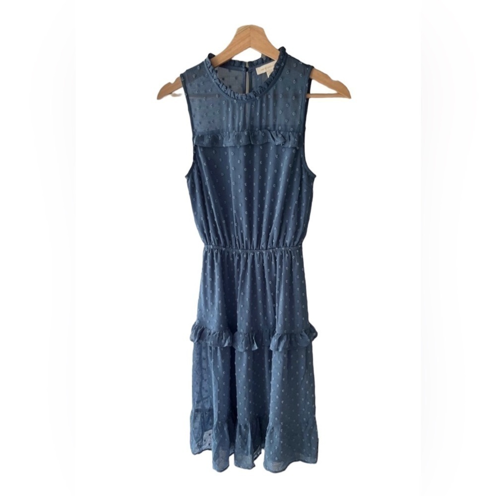 Monteau Los Angeles Blue Sleeveless Midi Dress‎ - Tiered Skirt